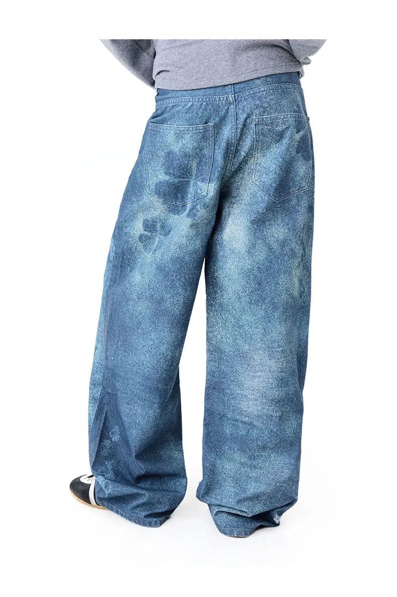 Faded Lucky Clover Jeans Korean Street Fashion Jeans By Conp Conp Shop Online at OH Vault