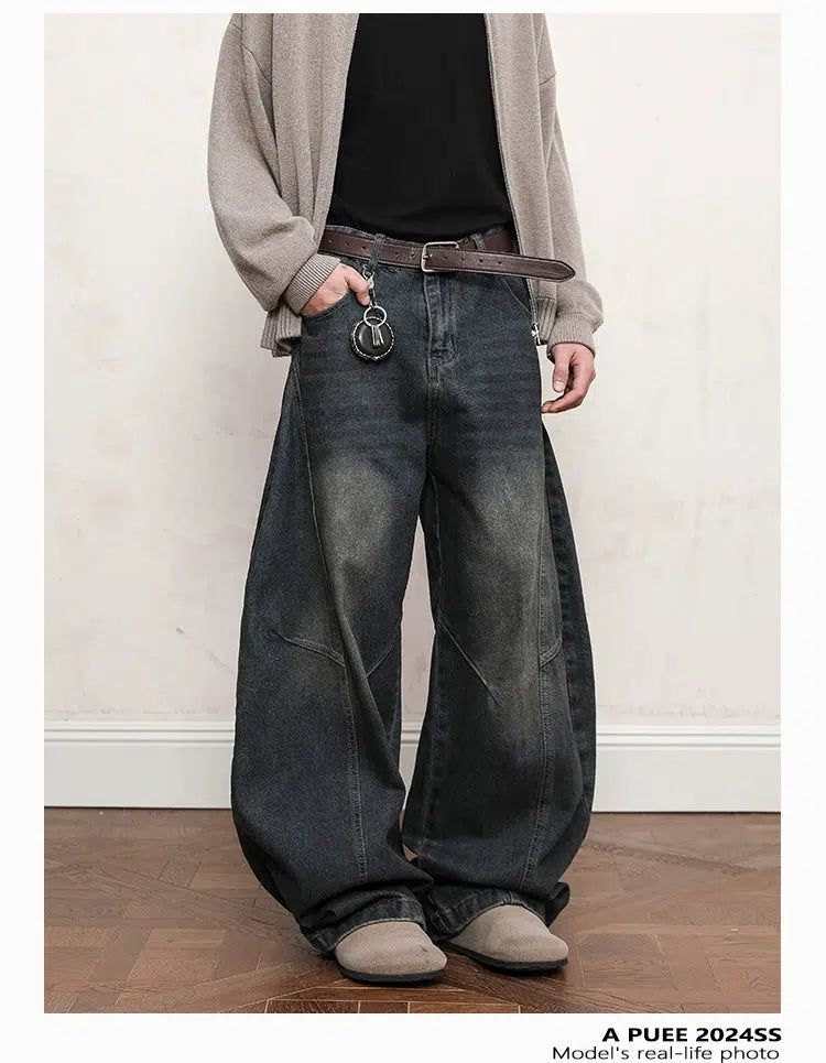 Tie-Dyed Seam Structured Jeans Korean Street Fashion Jeans By A PUEE Shop Online at OH Vault