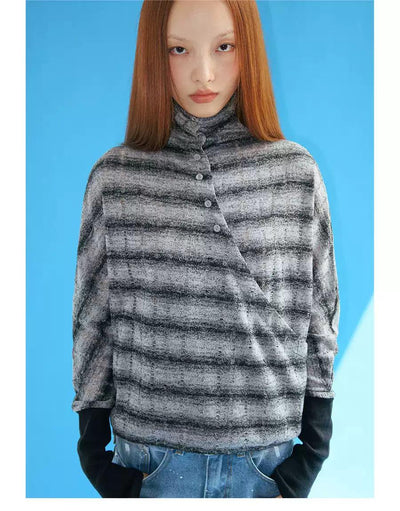 Diagonal Buttons Striped Sweater Korean Street Fashion Sweater By Funky Fun Shop Online at OH Vault