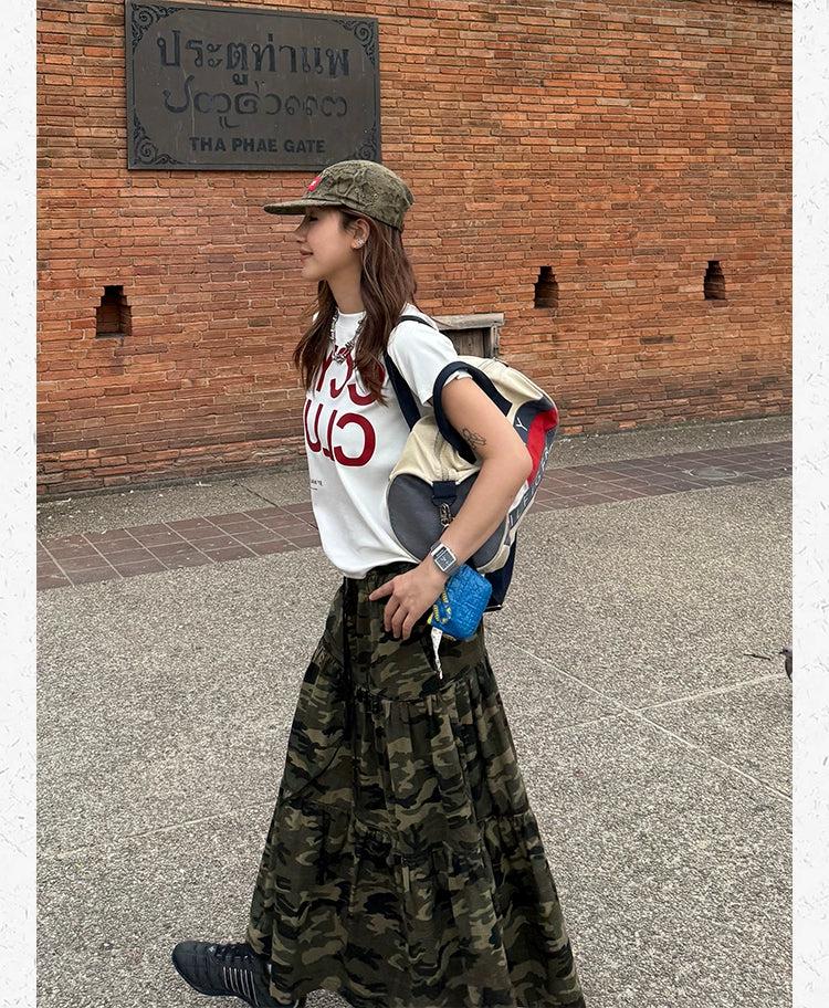 Drawstring Camouflage Long Skirt Korean Street Fashion Skirt By Made Extreme Shop Online at OH Vault