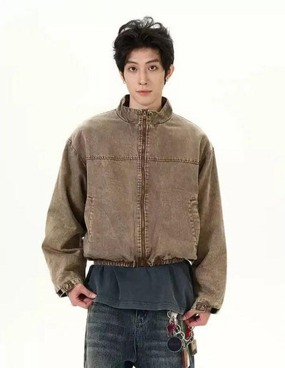 Loose Fade Short Denim Jacket Korean Street Fashion Jacket By 77Flight Shop Online at OH Vault