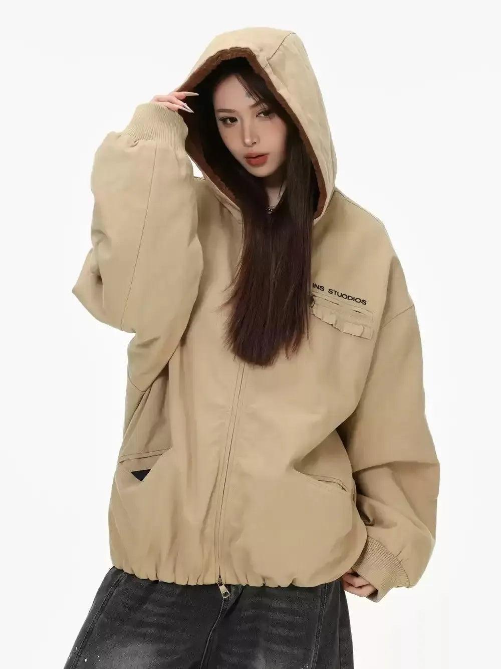 Fleece Lining Oversized Jacket Korean Street Fashion Jacket By INS Korea Shop Online at OH Vault