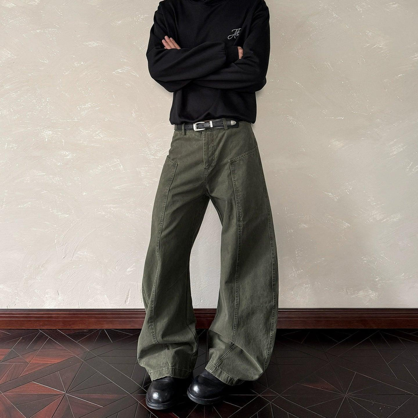 Washed Low-Rise Pants
