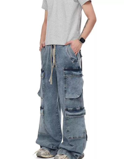 Drawstring Fade Cargo Jeans Korean Street Fashion Jeans By Blacklists Shop Online at OH Vault