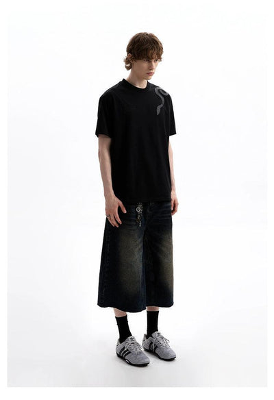 Washed Raw Edge Denim Shorts Korean Street Fashion Shorts By A PUEE Shop Online at OH Vault