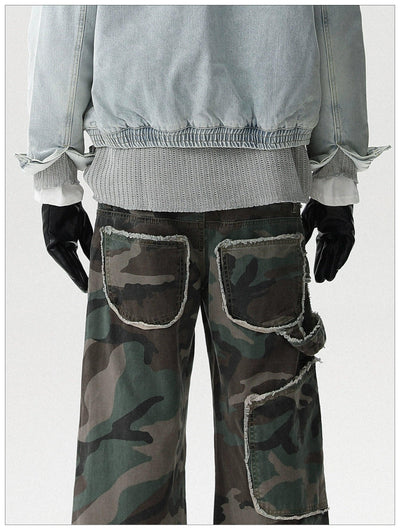 Frayed Lines Camouflage Jeans Korean Street Fashion Jeans By Mr Nearly Shop Online at OH Vault