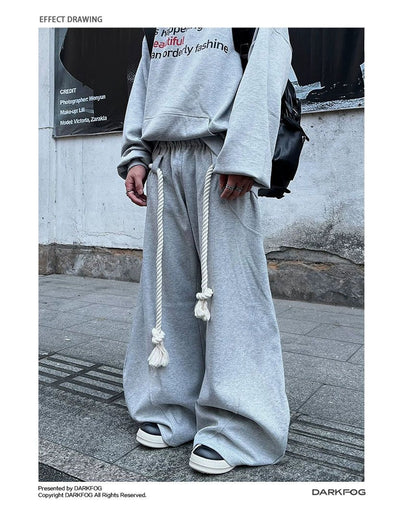 Belted Rope Scimitar Sweatpants Korean Street Fashion Pants By Dark Fog Shop Online at OH Vault