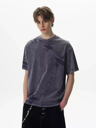 Irregular Washed Panel Pleated T-Shirt Korean Street Fashion T-Shirt By MaxDstr Shop Online at OH Vault