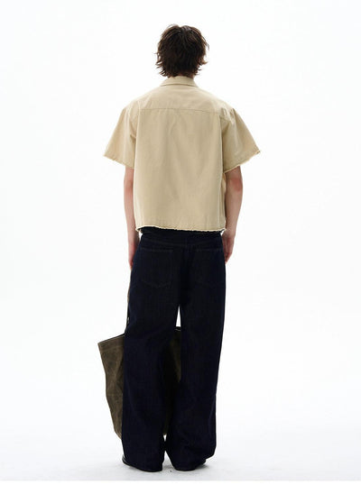 Breast Pocket Boxy Denim Shirt Korean Street Fashion Shirt By 77Flight Shop Online at OH Vault