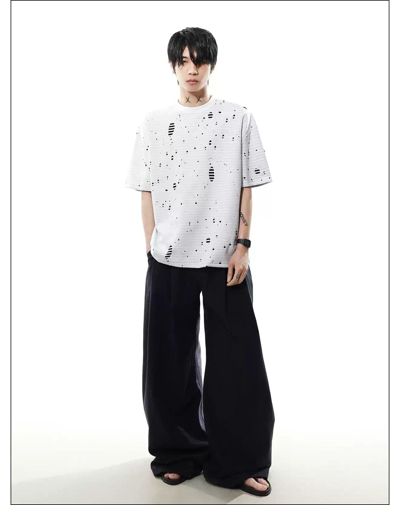Laser-Cut Stripe Layered T-Shirt Korean Street Fashion T-Shirt By Mr Nearly Shop Online at OH Vault