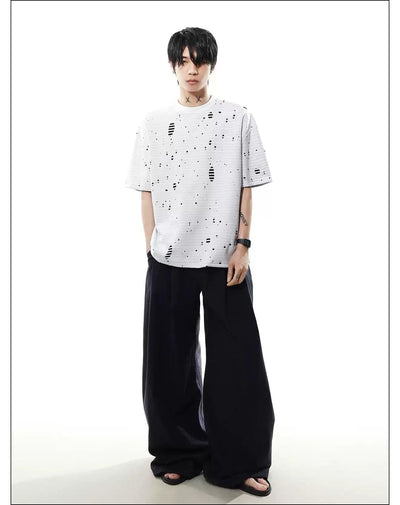Laser-Cut Stripe Layered T-Shirt Korean Street Fashion T-Shirt By Mr Nearly Shop Online at OH Vault