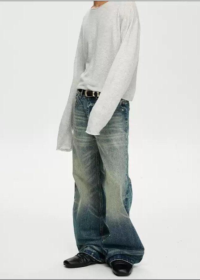 Faded Cat Whiskers Loose Fit Jeans Korean Street Fashion Jeans By A PUEE Shop Online at OH Vault