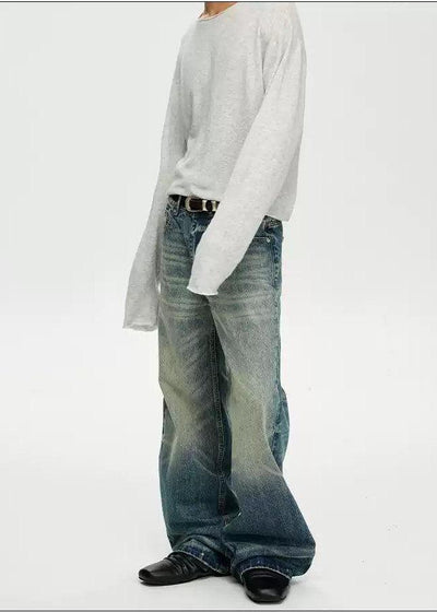 Faded Cat Whiskers Loose Fit Jeans Korean Street Fashion Jeans By A PUEE Shop Online at OH Vault