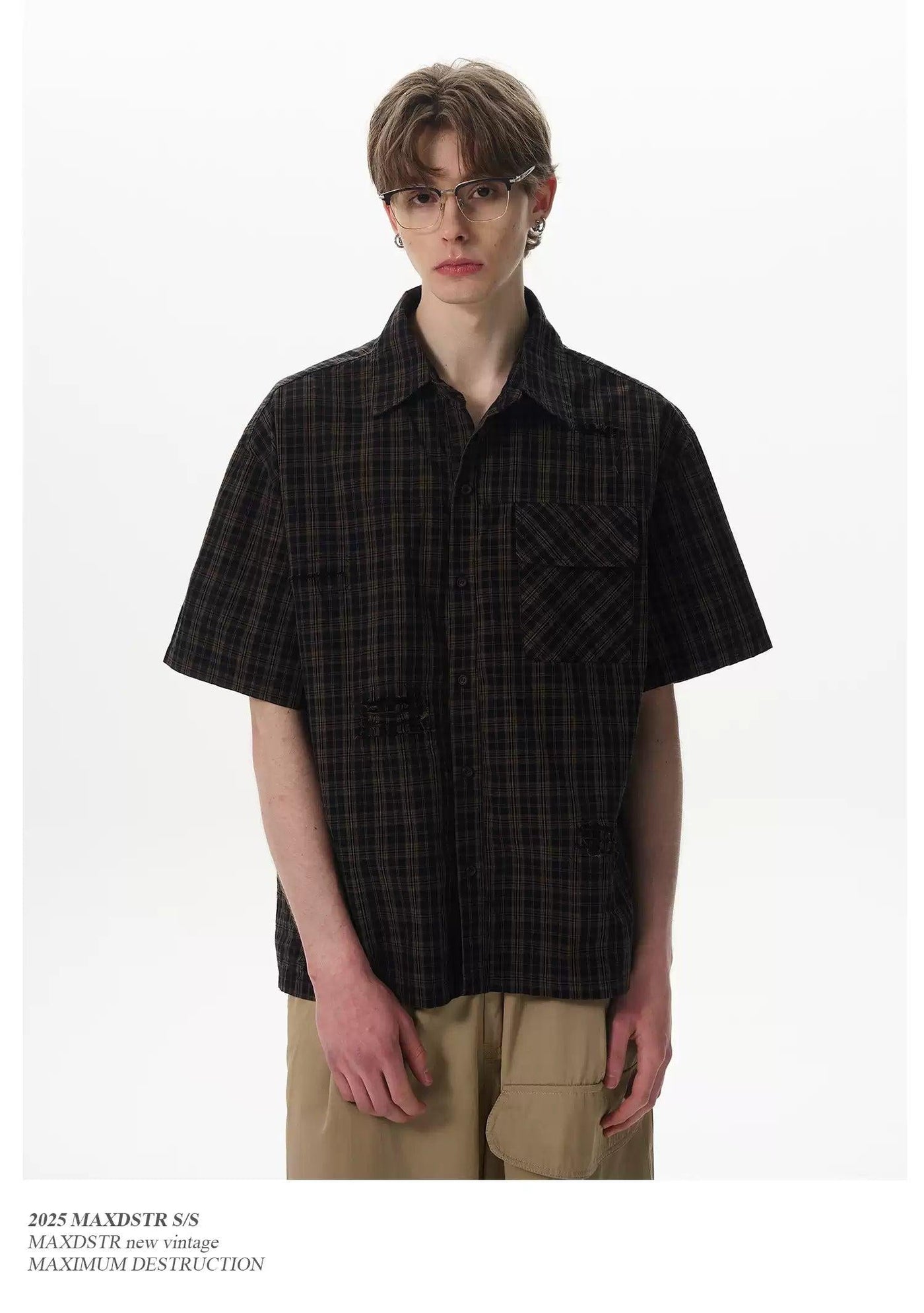 Classic Check Ripped Shirt Korean Street Fashion Shirt By MaxDstr Shop Online at OH Vault