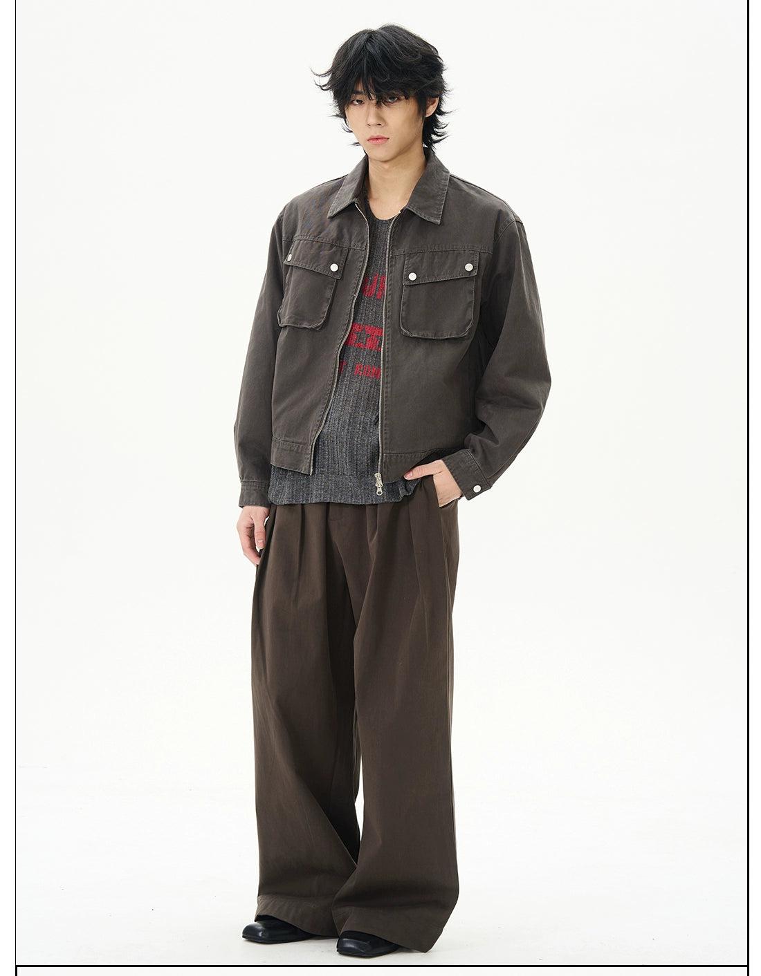 Flap pocket Zipped Short Jacket Korean Street Fashion Jacket By 77Flight Shop Online at OH Vault