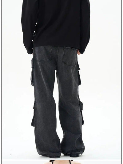 Whiskered Multi-Pocket Cargo Pants Korean Street Fashion Pants By 77Flight Shop Online at OH Vault