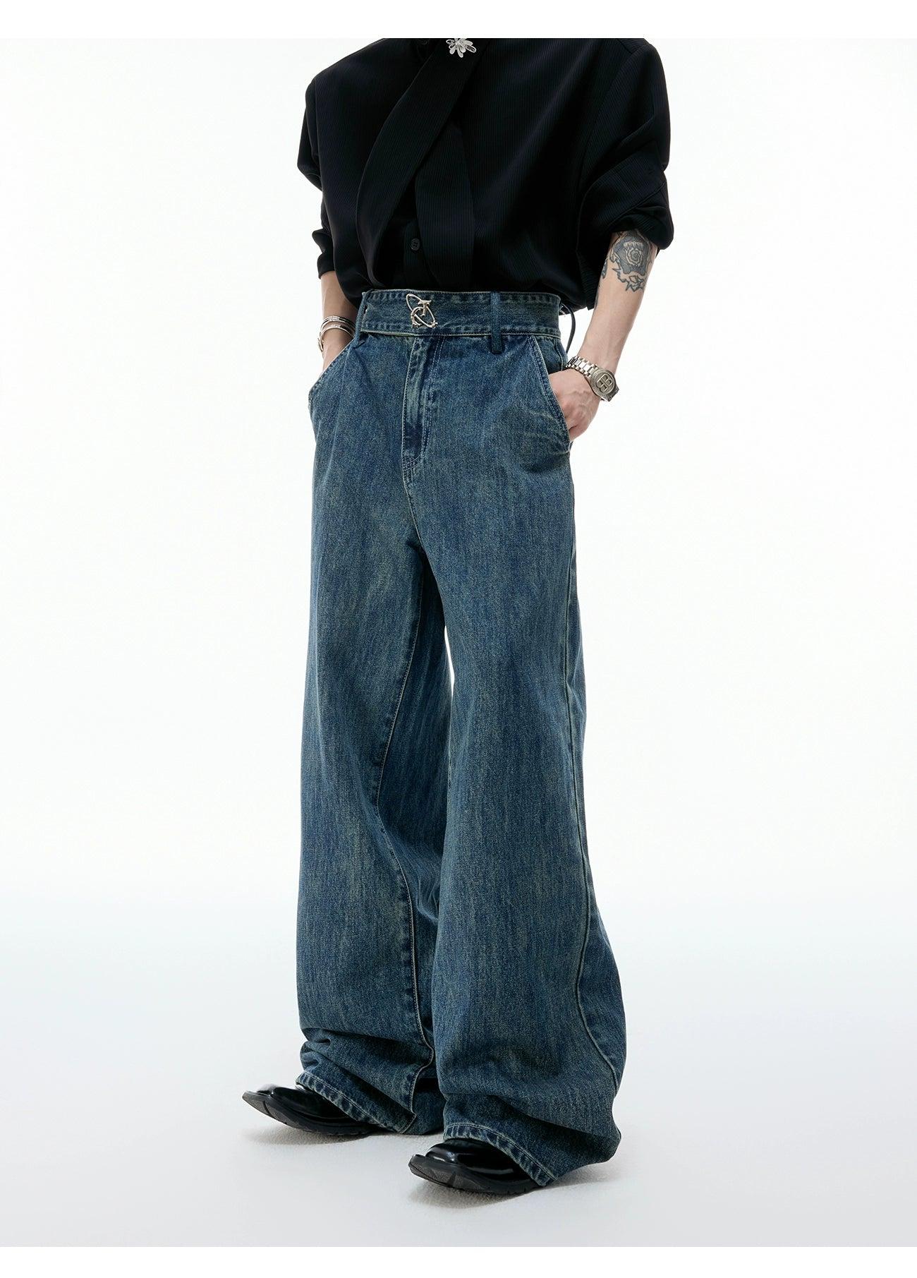 Washed Metallic Logo Jeans Korean Street Fashion Jeans By Argue Culture Shop Online at OH Vault