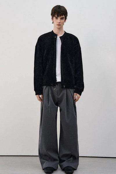 Clean Fit Stand Collar Textured Cardigan Korean Street Fashion Cardigan By MaxDstr Shop Online at OH Vault
