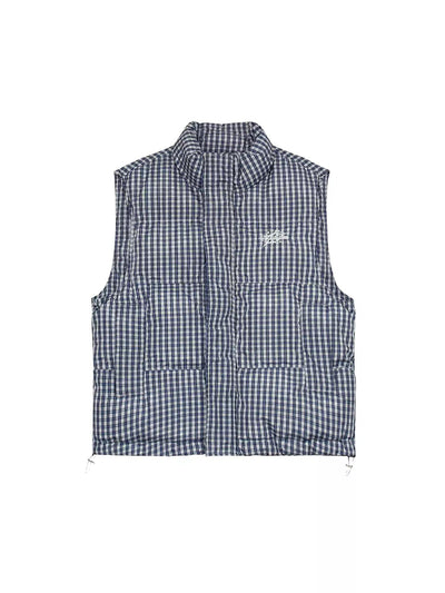 Checkered Quilted Puffer Vest Korean Street Fashion Vest By MaxDstr Shop Online at OH Vault