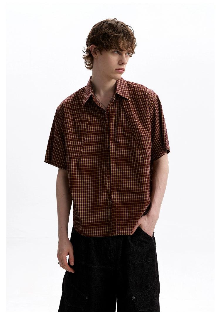 Boxy Cut Plaid Pattern Shirt Korean Street Fashion Shirt By A PUEE Shop Online at OH Vault