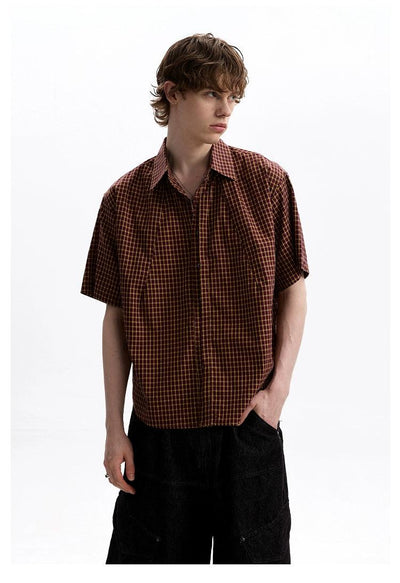 Boxy Cut Plaid Pattern Shirt Korean Street Fashion Shirt By A PUEE Shop Online at OH Vault