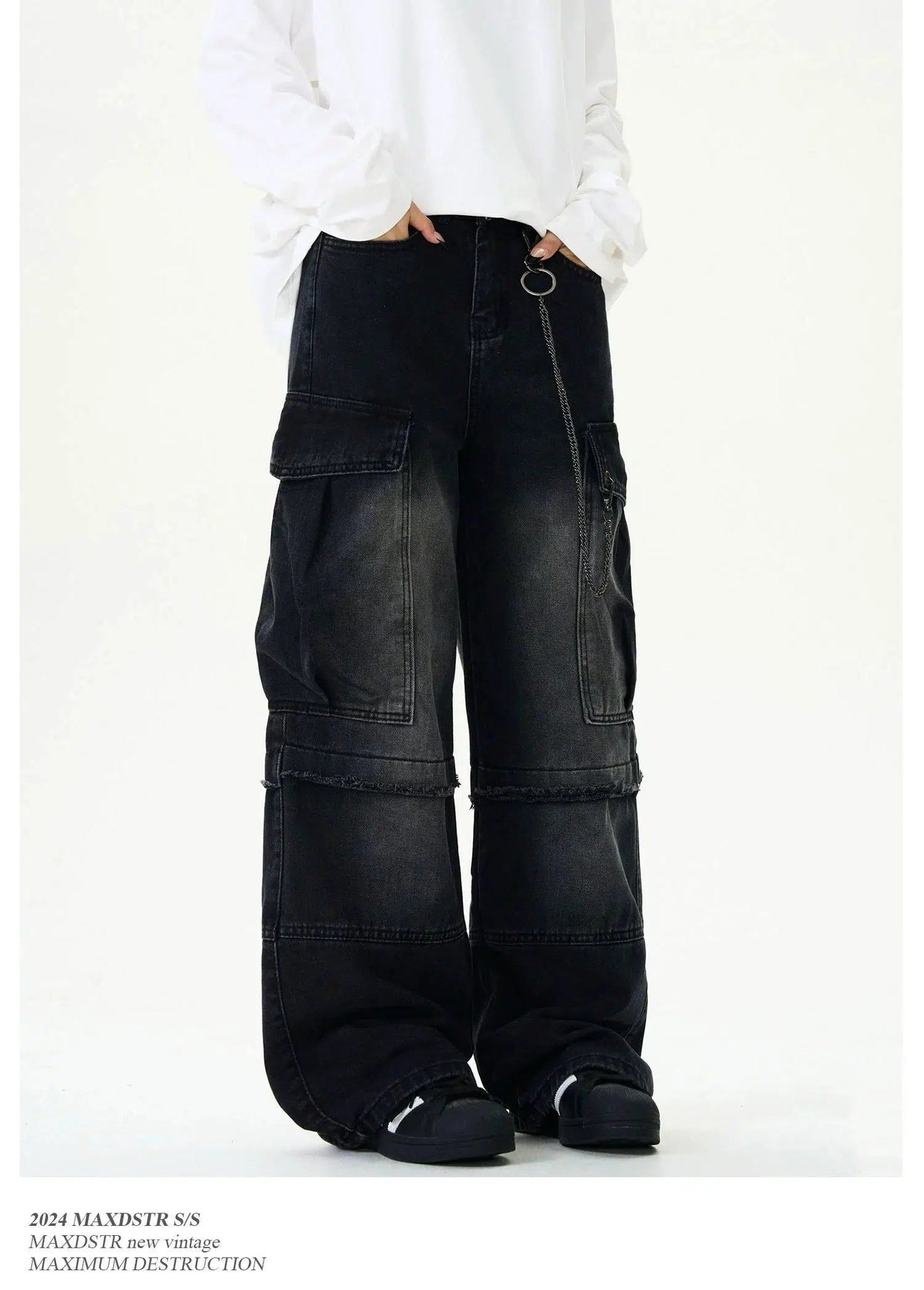 Washed Detachable Chain Jeans Korean Street Fashion Jeans By MaxDstr Shop Online at OH Vault