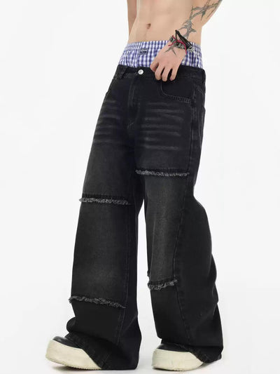 Frayed Line Straight Jeans Korean Street Fashion Jeans By INS Korea Shop Online at OH Vault