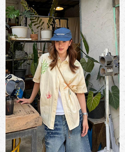 Watercolor Drawing Print Shirt Korean Street Fashion Shirt By Made Extreme Shop Online at OH Vault