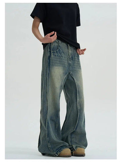 Lightning Wave Flared Jeans Korean Street Fashion Jeans By A PUEE Shop Online at OH Vault