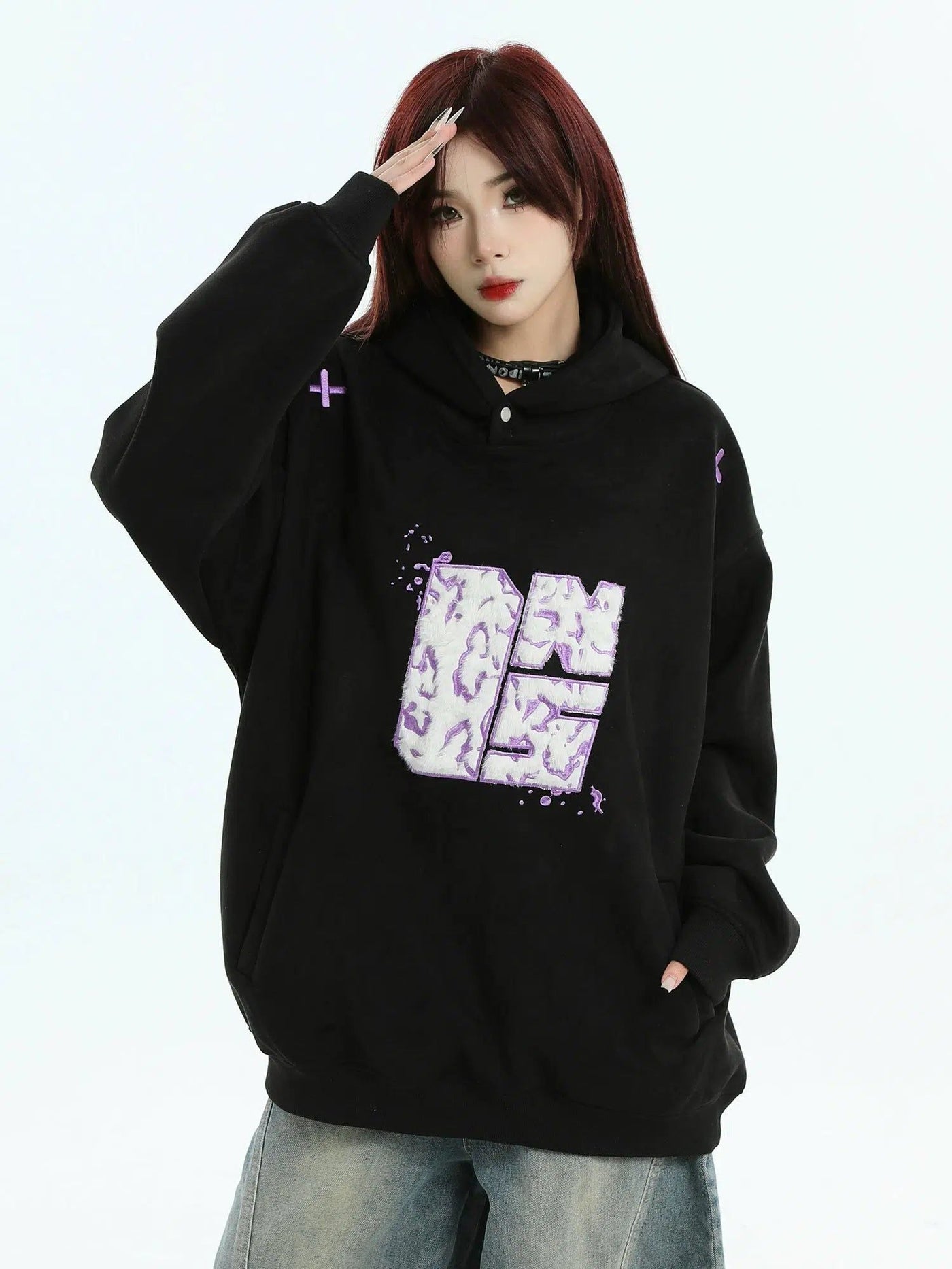 Plushy Embroidery Hoodie Korean Street Fashion Hoodie By INS Korea Shop Online at OH Vault