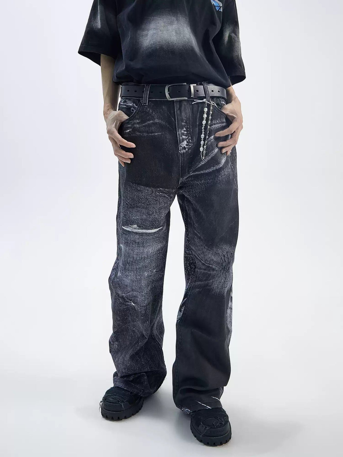 Abstract Fade Detail Jeans Korean Street Fashion Jeans By Ash Dark Shop Online at OH Vault