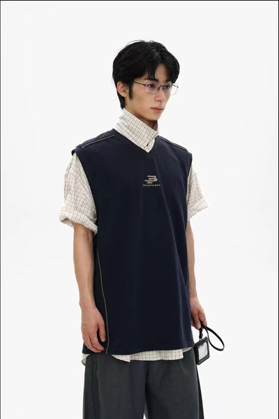 Logo Embroidery Sleeveless T-Shirt Korean Street Fashion Vest By Mason Prince Shop Online at OH Vault