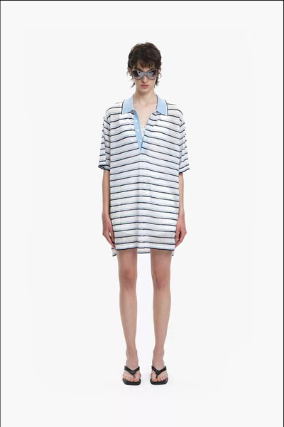 Sheer Striped Relax Fit Polo Korean Street Fashion Polo By Mason Prince Shop Online at OH Vault
