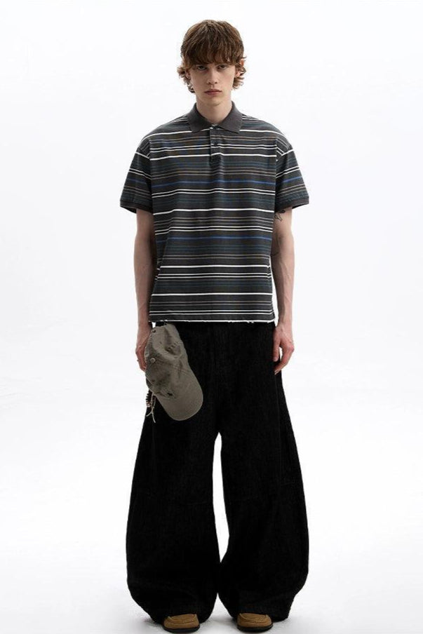 Vintage Striped Polo Korean Street Fashion Polo By A PUEE Shop Online at OH Vault