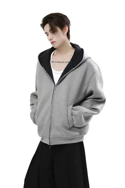 Split Color Zippered Hoodie Korean Street Fashion Hoodie By Turn Tide Shop Online at OH Vault