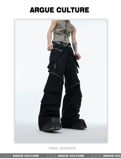 Double Layer Zipped Detail Pants Korean Street Fashion Pants By Argue Culture Shop Online at OH Vault