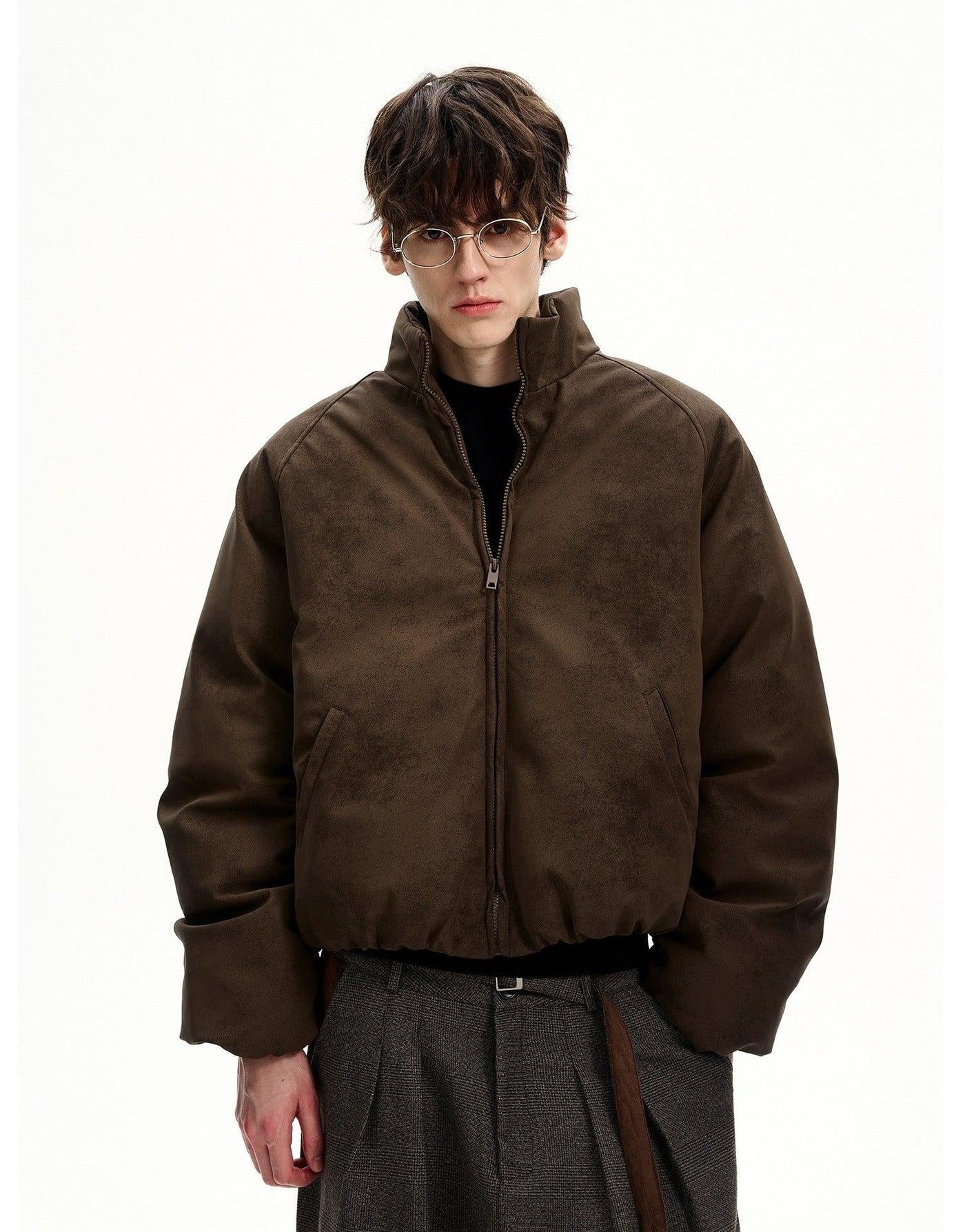 Micro Suede Padded Bomber Jacket Korean Street Fashion Jacket By MaxDstr Shop Online at OH Vault