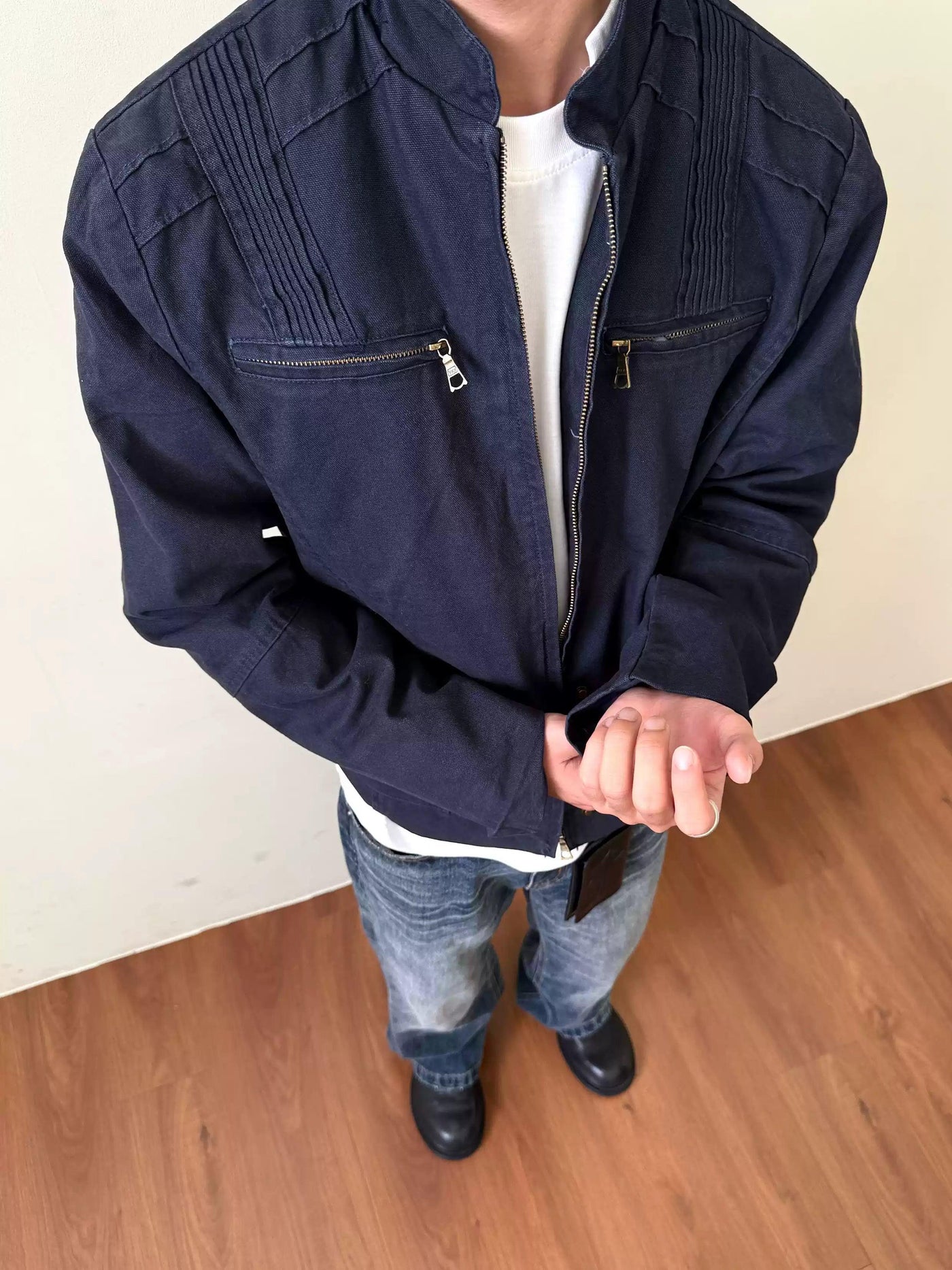 Faded Zipped Pocket Jacket Korean Street Fashion Jacket By Made Extreme Shop Online at OH Vault