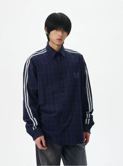 Side Bar Plaid Shirt Korean Street Fashion Shirt By 77Flight Shop Online at OH Vault