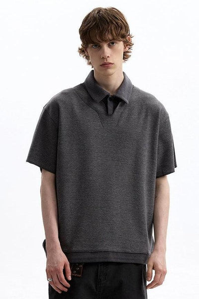Textured Layered Casual Polo Korean Street Fashion Polo By A PUEE Shop Online at OH Vault