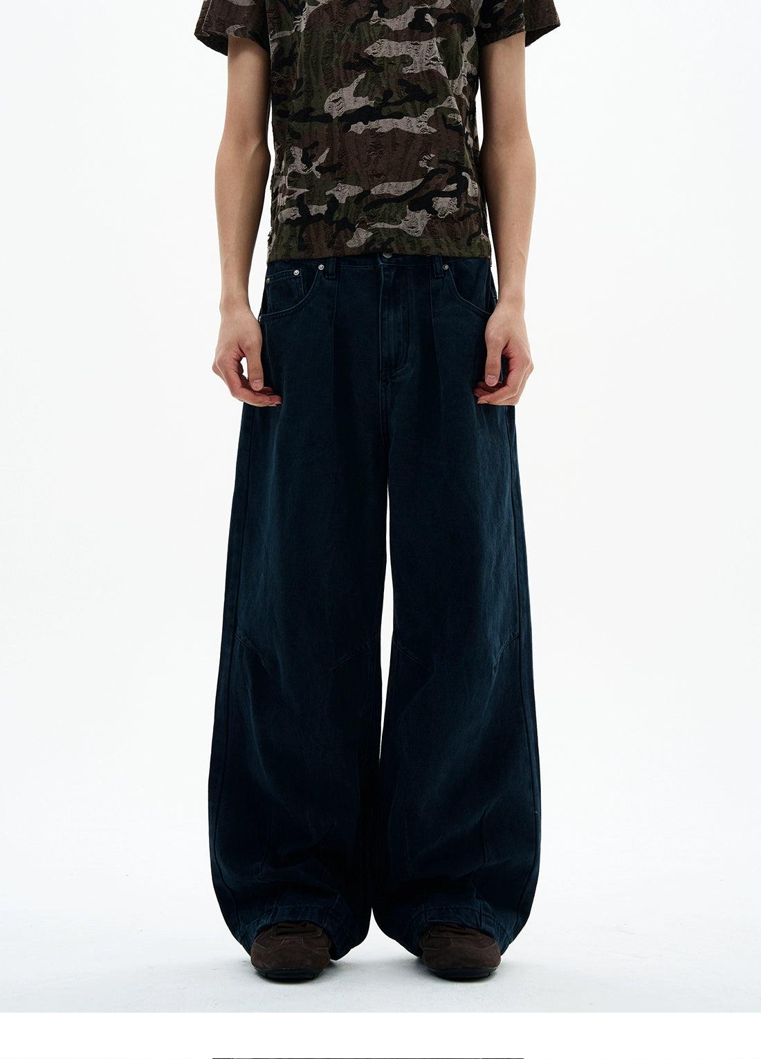 Utility Washed Wide Jeans Korean Street Fashion Jeans By 77Flight Shop Online at OH Vault