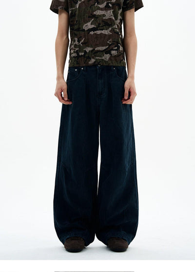 Utility Washed Wide Jeans Korean Street Fashion Jeans By 77Flight Shop Online at OH Vault