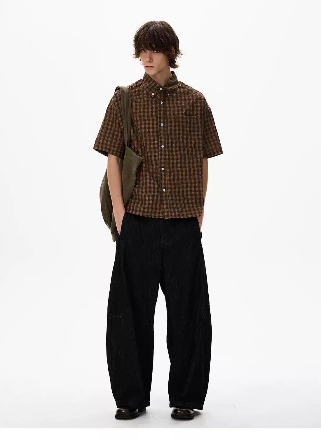 Vintage Plaid Pattern Shirt Korean Street Fashion Shirt By 77Flight Shop Online at OH Vault