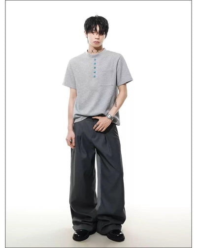 Contrast Buttons T-Shirt Korean Street Fashion T-Shirt By Mr Nearly Shop Online at OH Vault