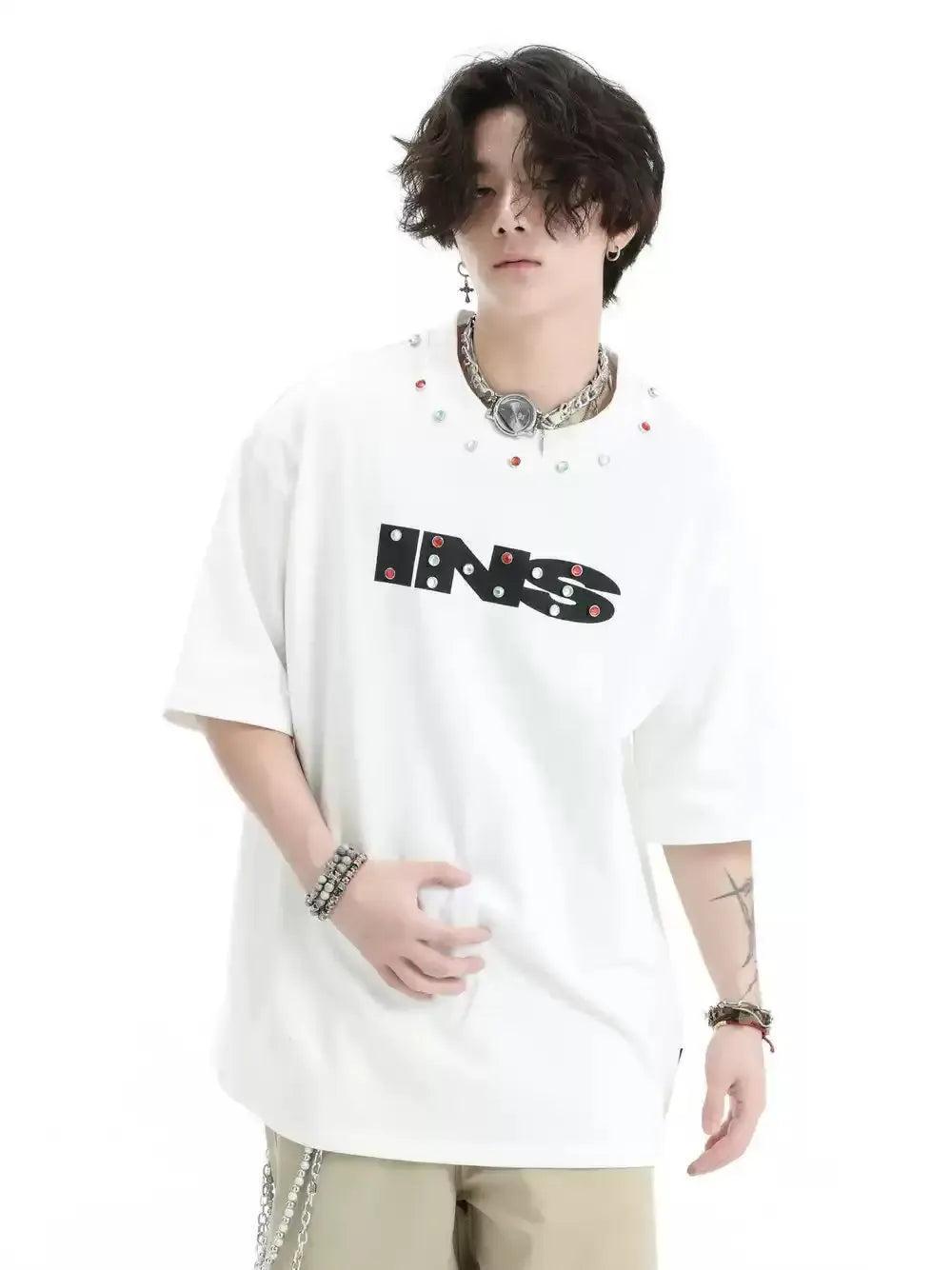 Detailed Logo Print T-Shirt Korean Street Fashion T-Shirt By INS Korea Shop Online at OH Vault