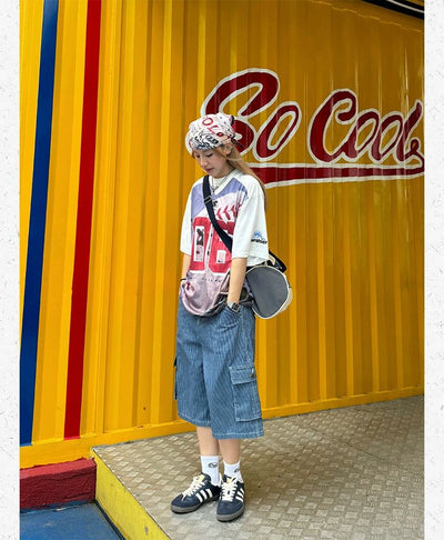 Multi-Pocket Thin Stripes Cargo Denim Shorts Korean Street Fashion Shorts By Made Extreme Shop Online at OH Vault