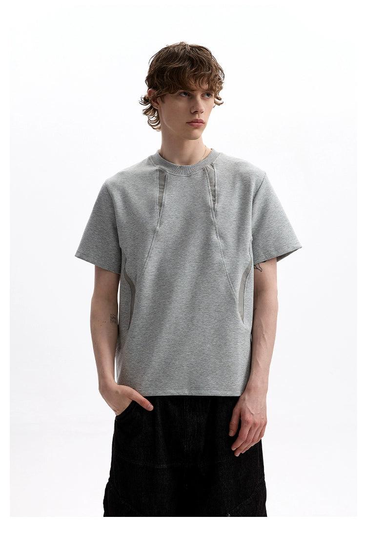 Lined Detail Versatile T-Shirt Korean Street Fashion T-Shirt By A PUEE Shop Online at OH Vault