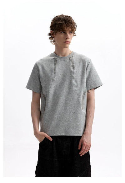 Lined Detail Versatile T-Shirt Korean Street Fashion T-Shirt By A PUEE Shop Online at OH Vault