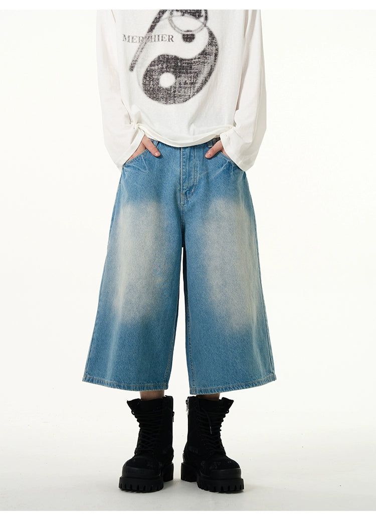 Washed Effect Denim Shorts Korean Street Fashion Shorts By 77Flight Shop Online at OH Vault