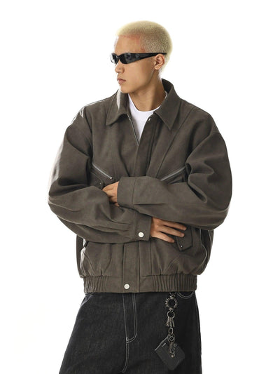 Structured Zipped Pocket Jacket Korean Street Fashion Jacket By MEBXX Shop Online at OH Vault